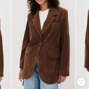 We The Free Paper Cut Vegan Suede Brown Blazer